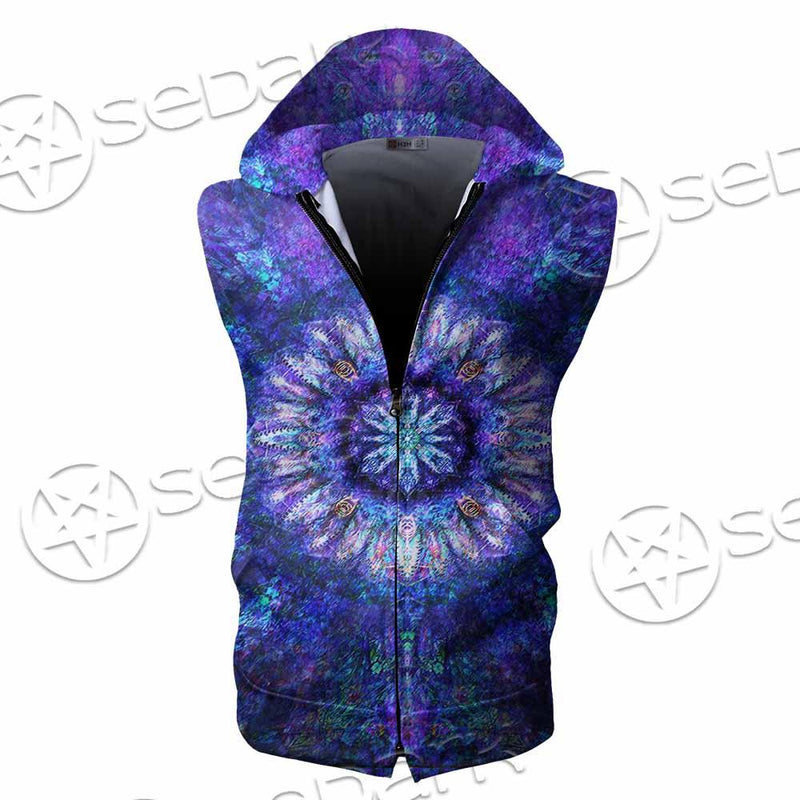 Psychedelic Blue Love SED-0876 Zip Sleeveless Hoodie