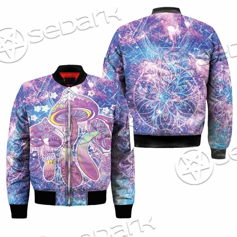 Psychedelic Seamless Magic Mushrooms Over Sacred Geometry SED-0877 Jacket
