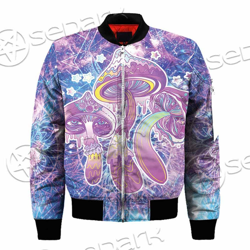 Psychedelic Seamless Magic Mushrooms Over Sacred Geometry SED-0877 Jacket