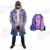 Psychedelic Seamless Magic Mushrooms Over Sacred Geometry SED-0877 Cloak