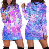 Psychedelic Seamless Magic Mushrooms Over Sacred Geometry SED-0877 Hoodie Dress
