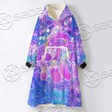 Psychedelic Seamless Magic Mushrooms Over Sacred Geometry SED-0877 Oversized Sherpa Blanket Hoodie