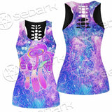 Psychedelic Seamless Magic Mushrooms Over Sacred Geometry SED-0877 Women Tank Top