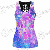 Psychedelic Seamless Magic Mushrooms Over Sacred Geometry SED-0877 Women Tank Top