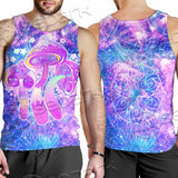 Psychedelic Seamless Magic Mushrooms Over Sacred Geometry SED-0877 Men Tank-tops