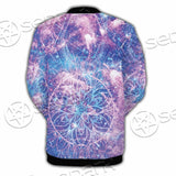 Psychedelic Seamless Magic Mushrooms Over Sacred Geometry SED-0877 Button Jacket