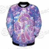 Psychedelic Seamless Magic Mushrooms Over Sacred Geometry SED-0877 Button Jacket