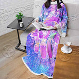 Psychedelic Seamless Magic Mushrooms Over Sacred Geometry SED-0877 Sleeved Blanket