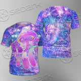 Psychedelic Seamless Magic Mushrooms Over Sacred Geometry SED-0877 Unisex T-shirt