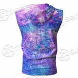 Psychedelic Seamless Magic Mushrooms Over Sacred Geometry SED-0877 Zip Sleeveless Hoodie