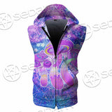 Psychedelic Seamless Magic Mushrooms Over Sacred Geometry SED-0877 Zip Sleeveless Hoodie