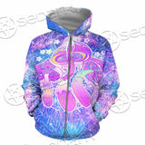 Psychedelic Seamless Magic Mushrooms Over Sacred Geometry SED-0877 Hoodie & Zip Hoodie