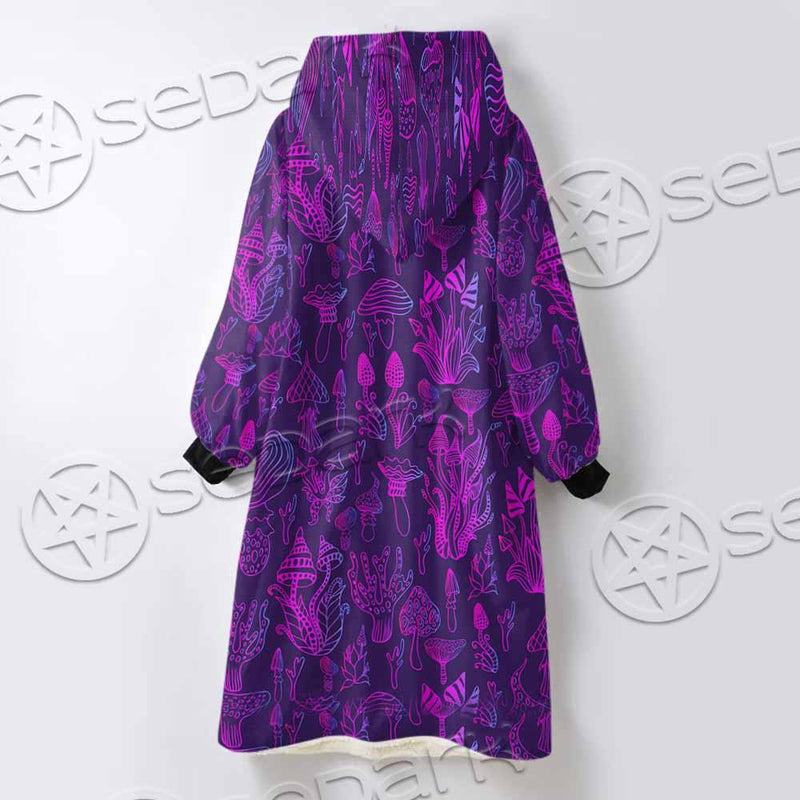 Psychedelic Mushrooms SED-0879 Oversized Sherpa Blanket Hoodie
