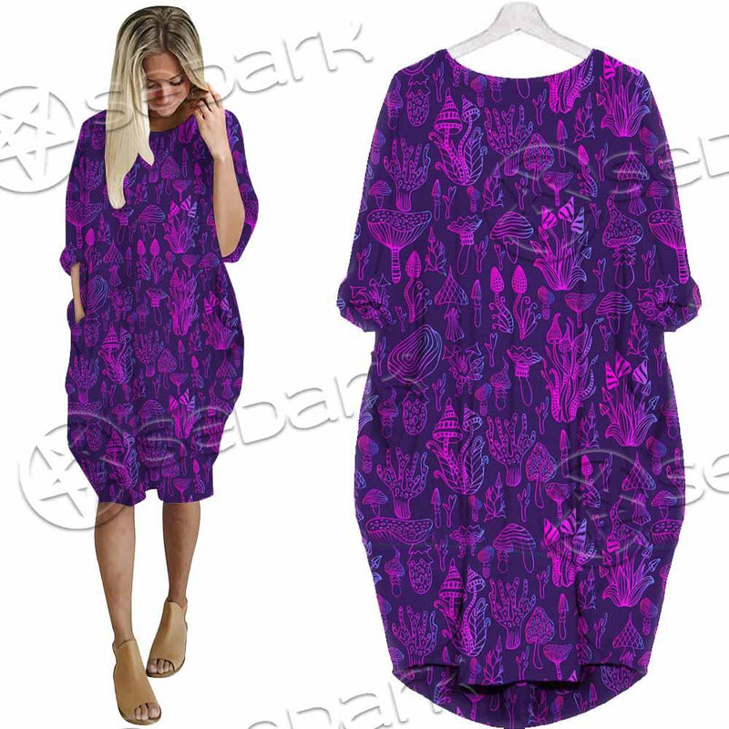 Psychedelic Mushrooms SED-0879 Batwing Pocket Dress
