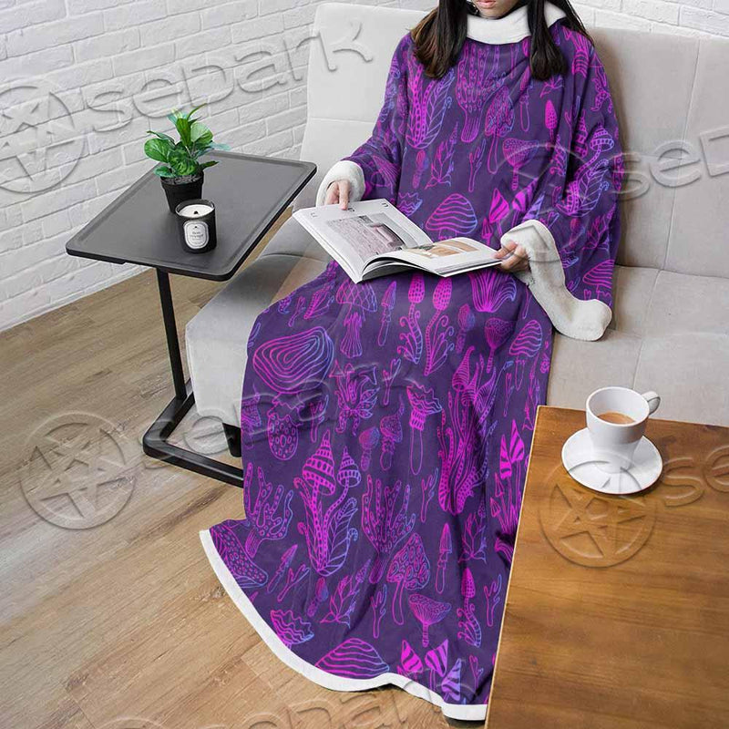 Psychedelic Mushrooms SED-0879 Sleeved Blanket