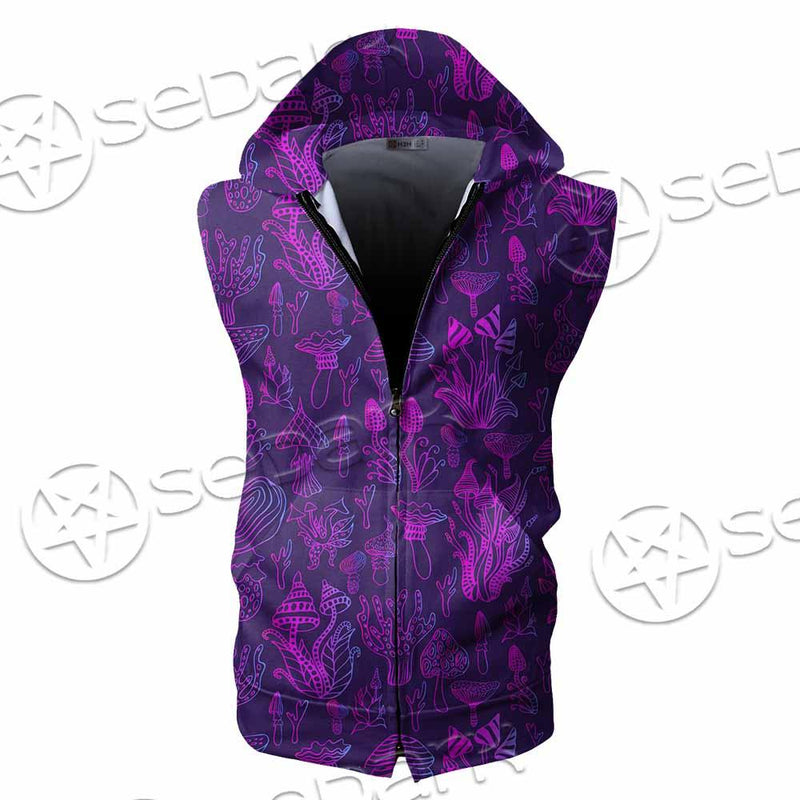Psychedelic Mushrooms SED-0879 Zip Sleeveless Hoodie