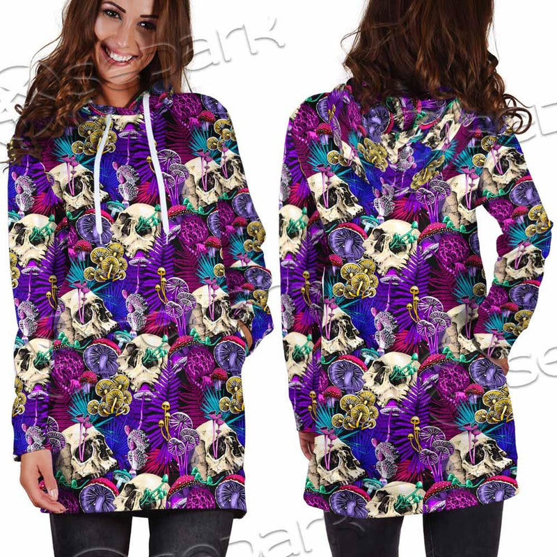 Psychedelic Mushrooms And Skulls SED-0881 Hoodie Dress