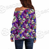 Psychedelic Mushrooms And Skulls SED-0881 Off Shoulder Sweaters