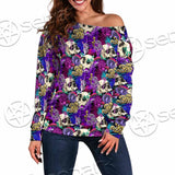 Psychedelic Mushrooms And Skulls SED-0881 Off Shoulder Sweaters