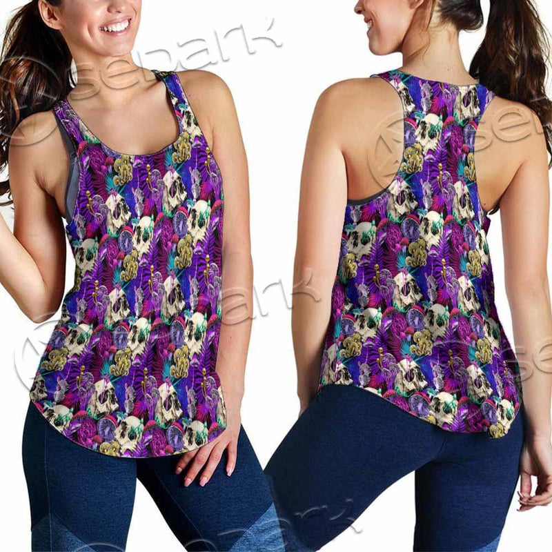 Psychedelic Mushrooms And Skulls SED-0881 Women Tank Top