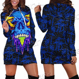 Psychedelic Blue Glowing Mushrooms SED-0882 Hoodie Dress