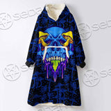 Psychedelic Blue Glowing Mushrooms SED-0882 Oversized Sherpa Blanket Hoodie