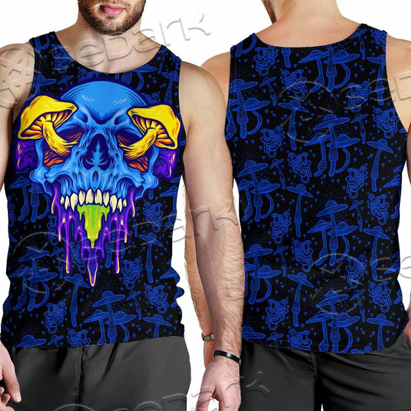 Psychedelic Blue Glowing Mushrooms SED-0882 Men Tank-tops