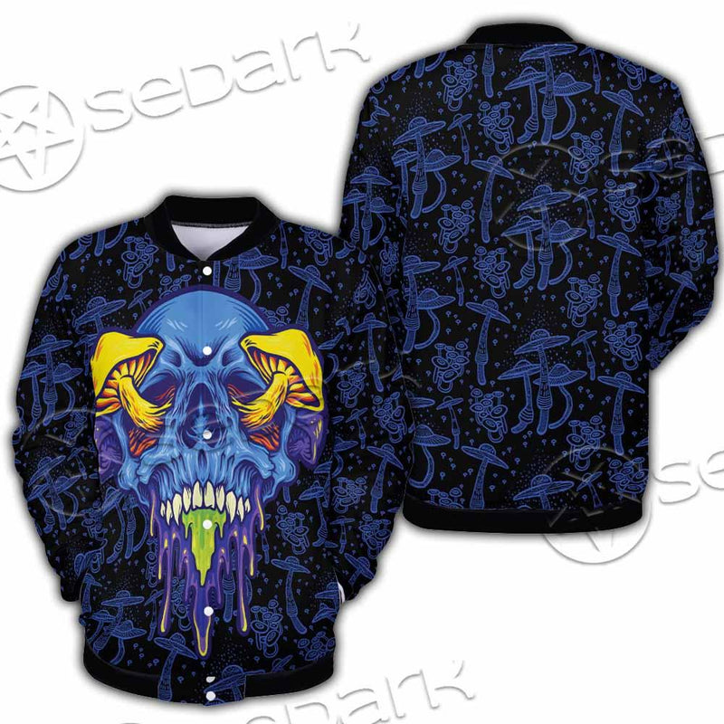 Psychedelic Blue Glowing Mushrooms SED-0882 Button Jacket
