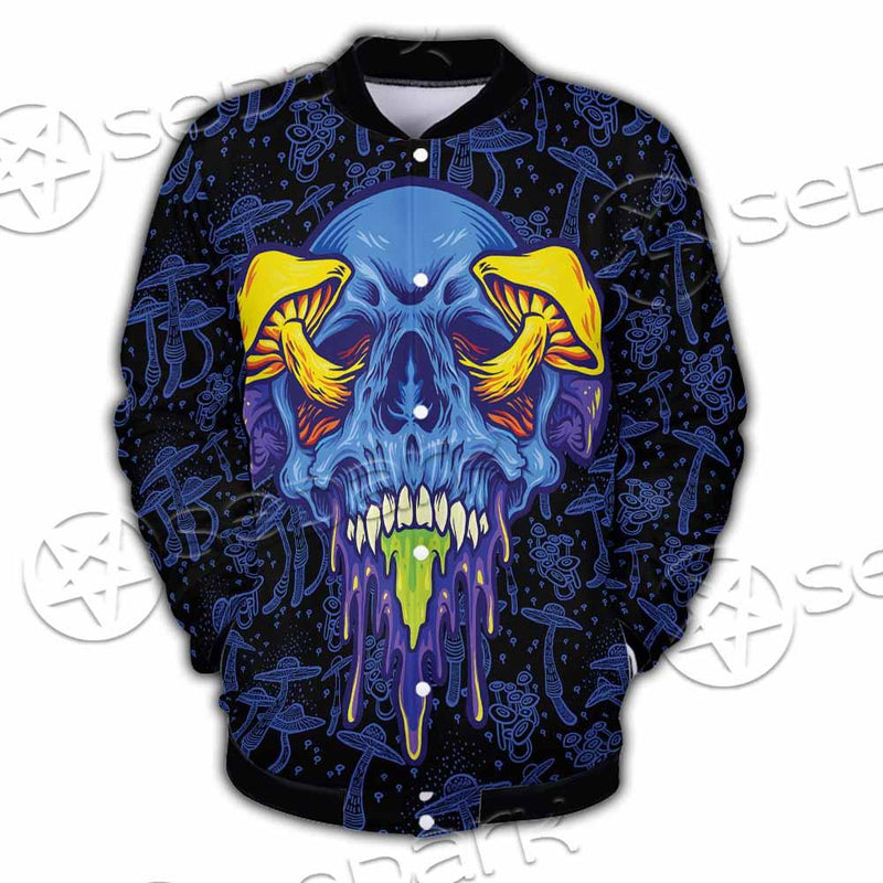 Psychedelic Blue Glowing Mushrooms SED-0882 Button Jacket