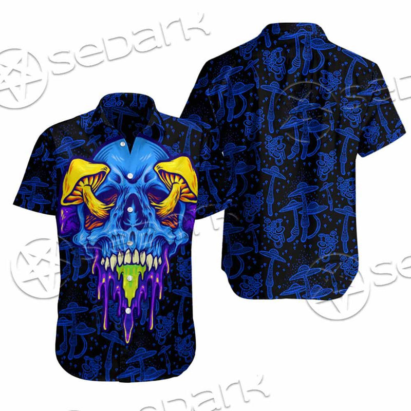Psychedelic Blue Glowing Mushrooms SED-0882 Shirt Allover
