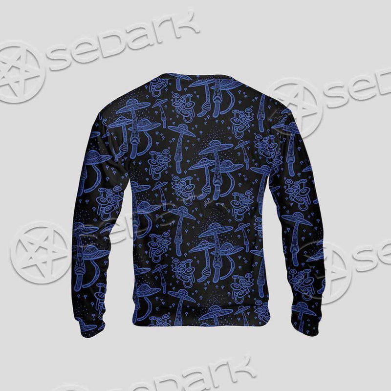 Psychedelic Blue Glowing Mushrooms SED-0882 Unisex Sweatshirt