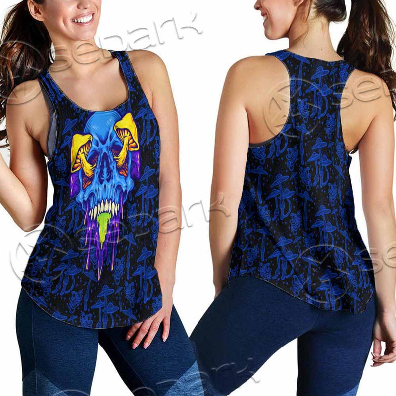 Psychedelic Blue Glowing Mushrooms SED-0882 Women Tank Top
