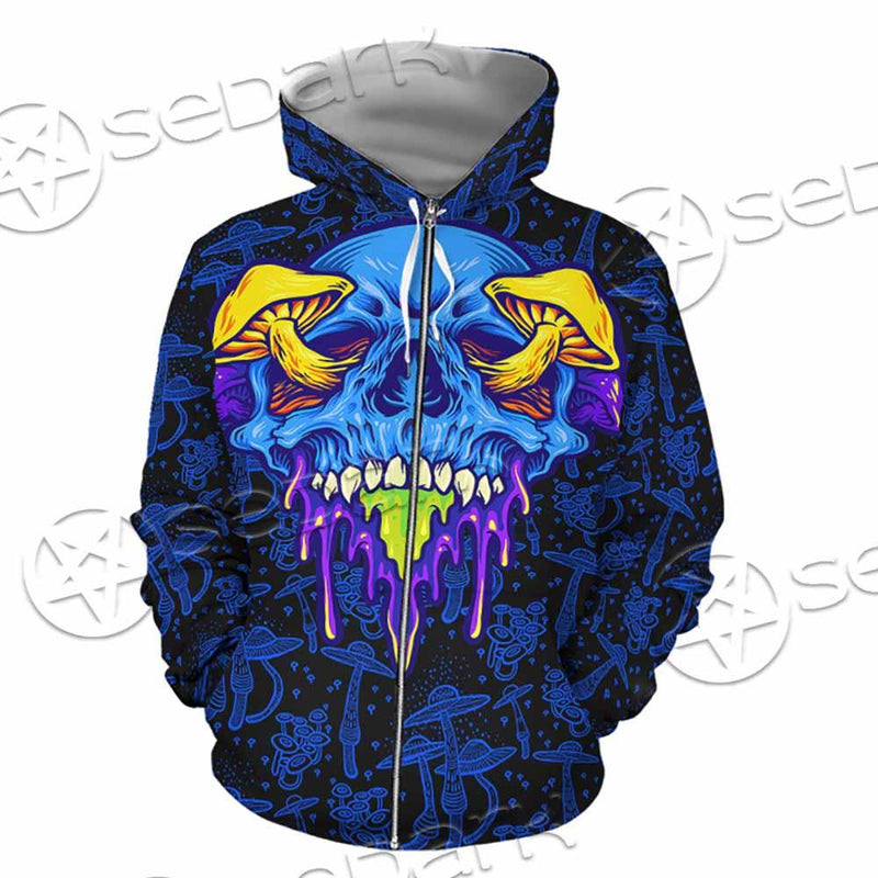 Psychedelic Blue Glowing Mushrooms SED-0882 Hoodie & Zip Hoodie