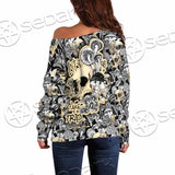 Magic Psychedelic Mushrooms And Skulls SED-0883 Off Shoulder Sweaters