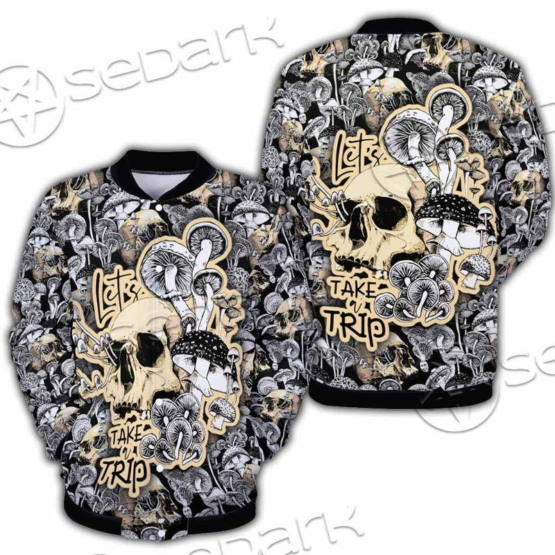 Magic Psychedelic Mushrooms And Skulls SED-0883 Button Jacket