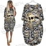 Magic Psychedelic Mushrooms And Skulls SED-0883 Batwing Pocket Dress