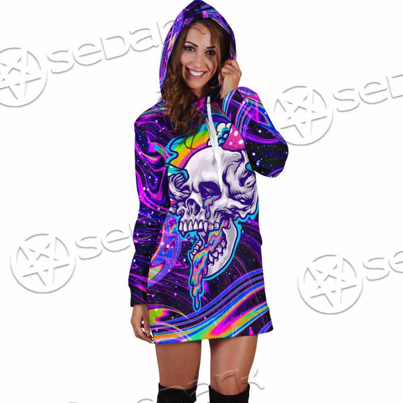 Magic Mushroom And Trippy Vomit Skull SED-0884 Hoodie Dress