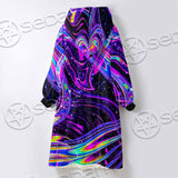 Magic Mushroom And Trippy Vomit Skull SED-0884 Oversized Sherpa Blanket Hoodie