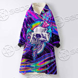 Magic Mushroom And Trippy Vomit Skull SED-0884 Oversized Sherpa Blanket Hoodie