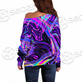 Magic Mushroom And Trippy Vomit Skull SED-0884 Off Shoulder Sweaters