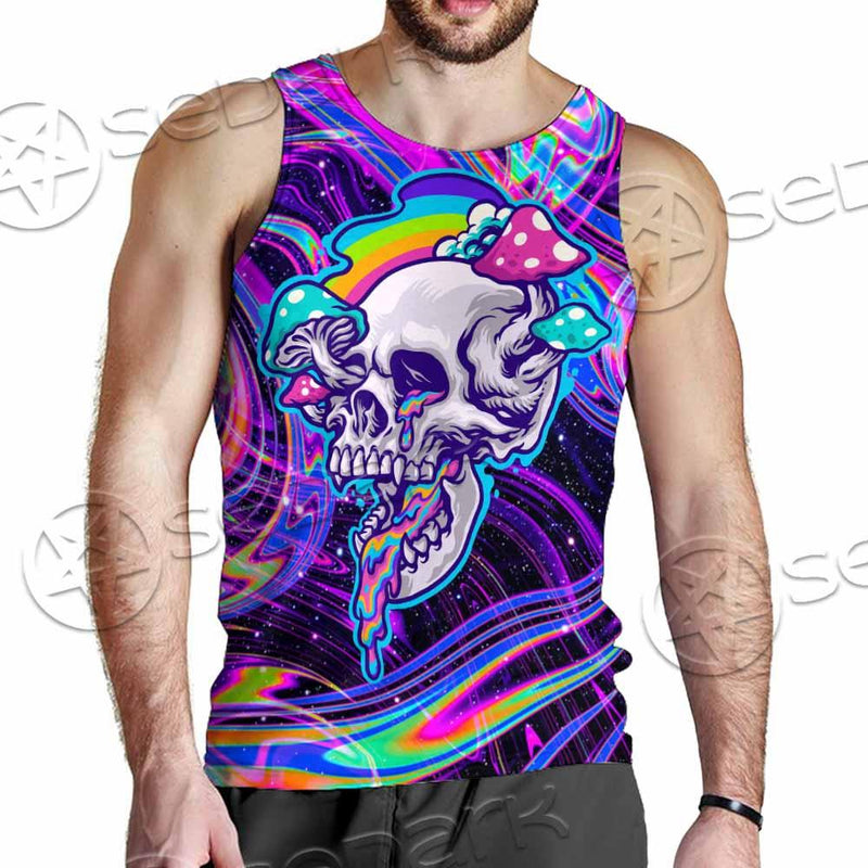 Magic Mushroom And Trippy Vomit Skull SED-0884 Men Tank-tops