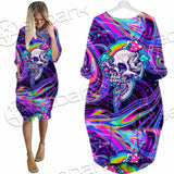 Magic Mushroom And Trippy Vomit Skull SED-0884 Batwing Pocket Dress