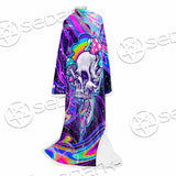 Magic Mushroom And Trippy Vomit Skull SED-0884 Sleeved Blanket