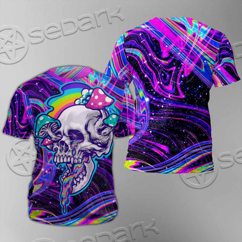 Magic Mushroom And Trippy Vomit Skull SED-0884 Unisex T-shirt
