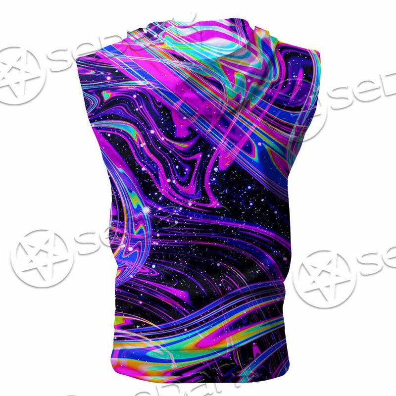 Magic Mushroom And Trippy Vomit Skull SED-0884 Zip Sleeveless Hoodie