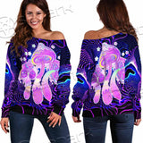 Magic Mushrooms Over Sacred Geometry SED-0885 Off Shoulder Sweaters