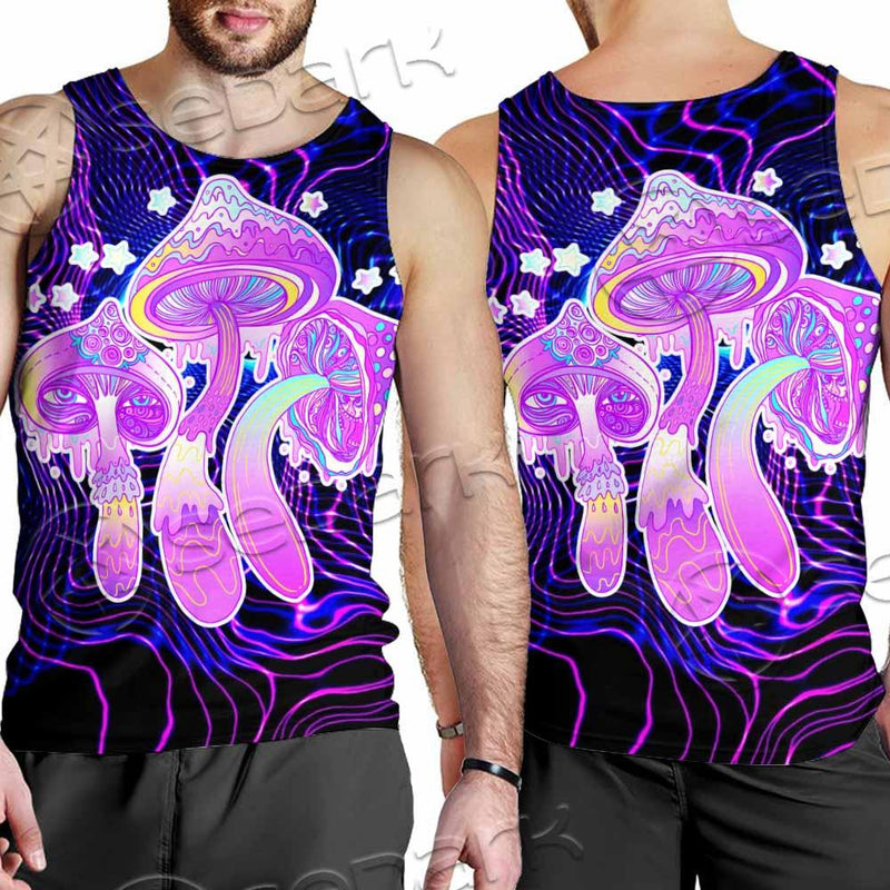 Magic Mushrooms Over Sacred Geometry SED-0885 Men Tank-tops