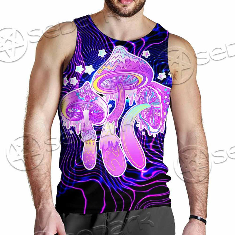 Magic Mushrooms Over Sacred Geometry SED-0885 Men Tank-tops