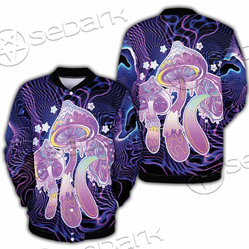 Magic Mushrooms Over Sacred Geometry SED-0885 Button Jacket