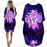 Magic Mushrooms Over Sacred Geometry SED-0885 Batwing Pocket Dress